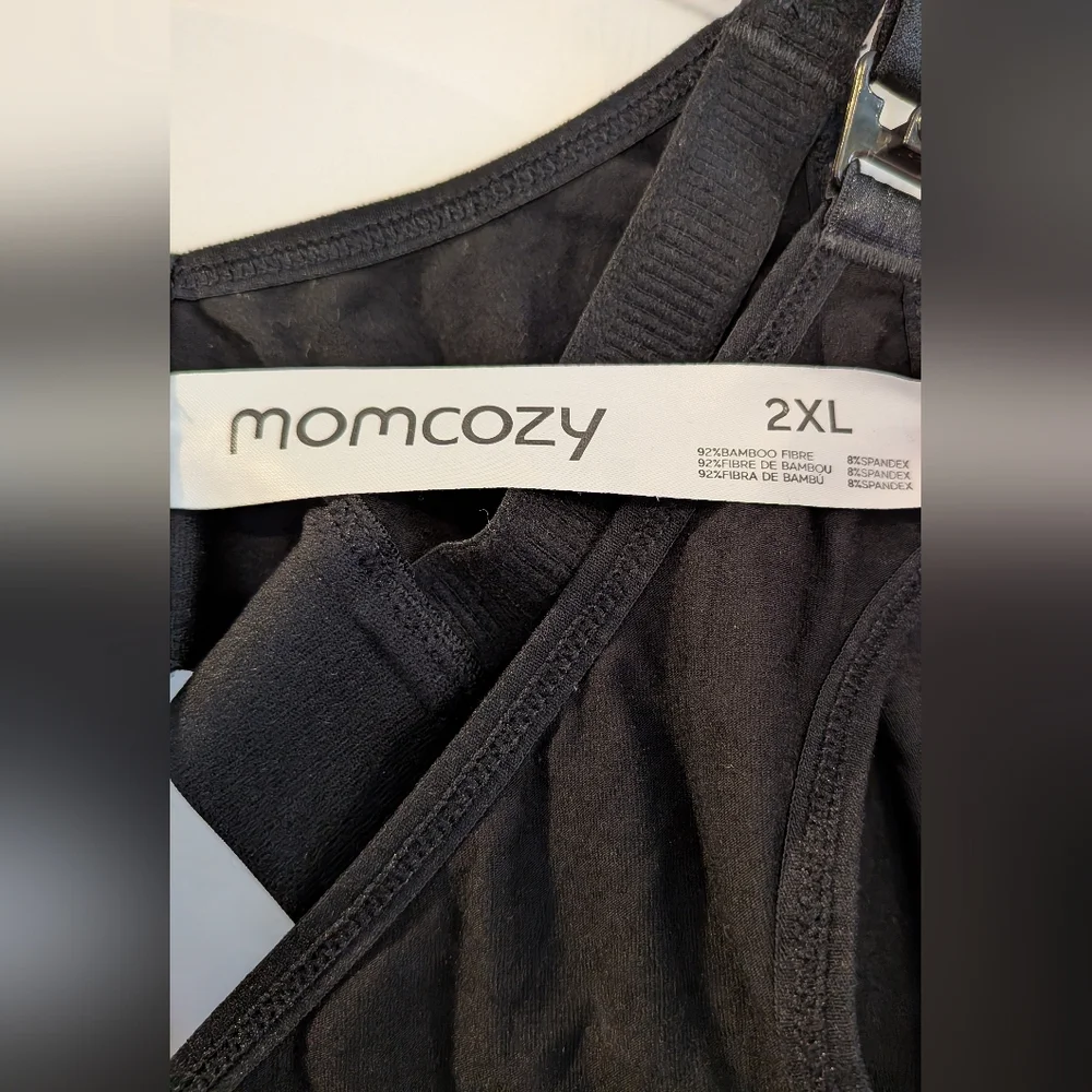 Momcozy Bamboo Hands-Free Nursing & Pumping Bra Black Size 2XL V-neck Maternity